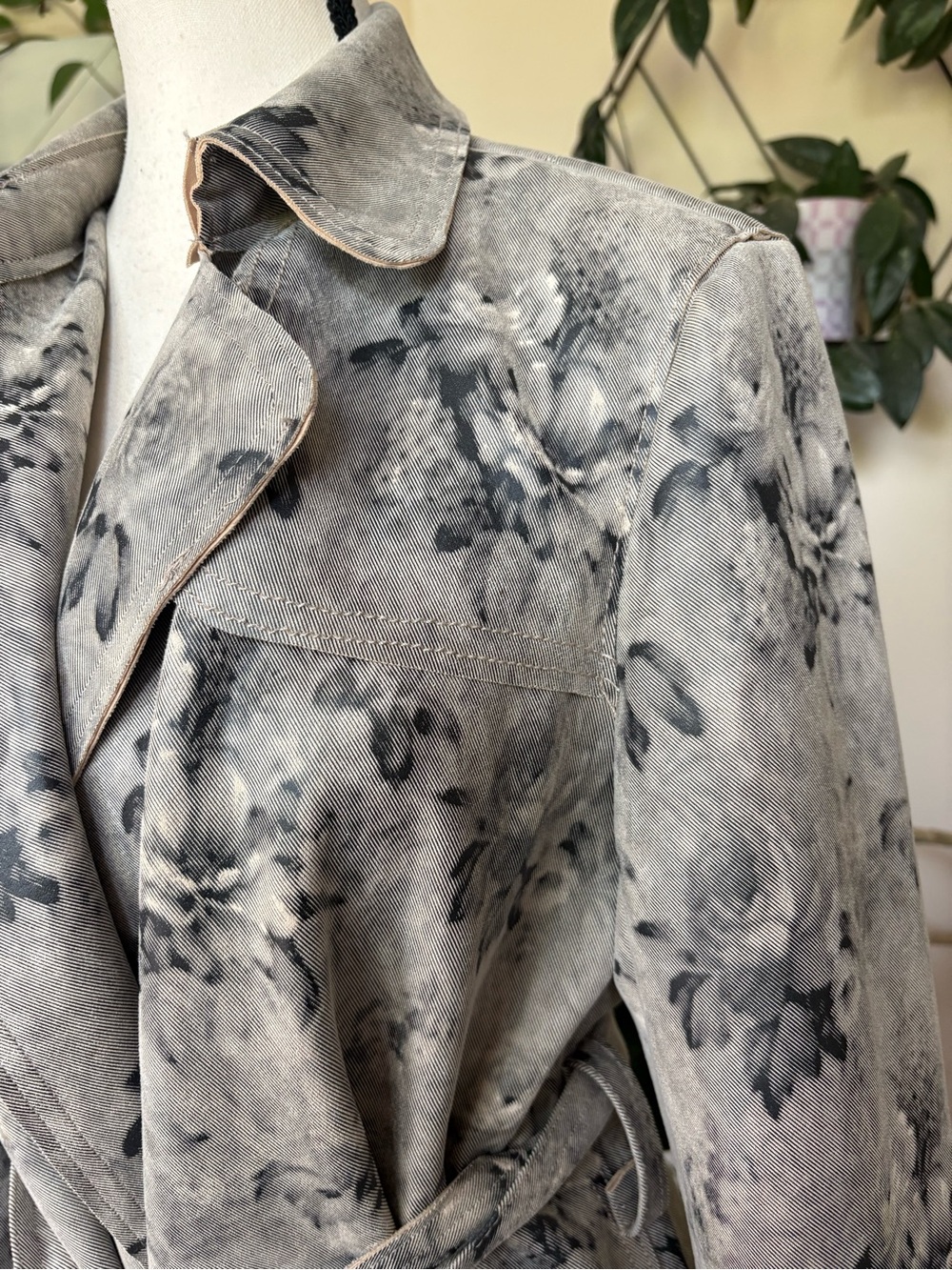 Y2K Suzy Shier Rose Print Trench Coat - Picture 4 of 11